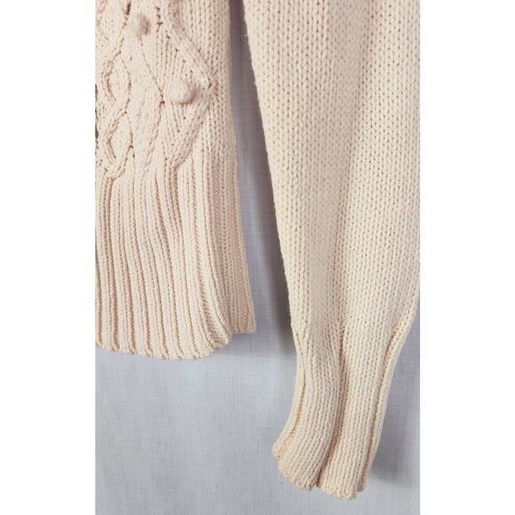 VERTICAL DESIGN off white open weave chunky knit cardigan button up sweater med - Picture 5 of 5